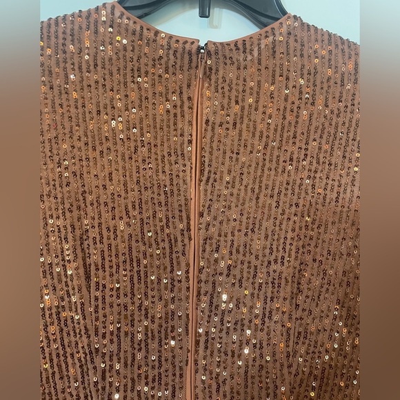 TOCCIN X RTR Sequin Faux Wrap Brown Mini Dress Cocktail Formal Event Size 2 - Picture 10 of 12